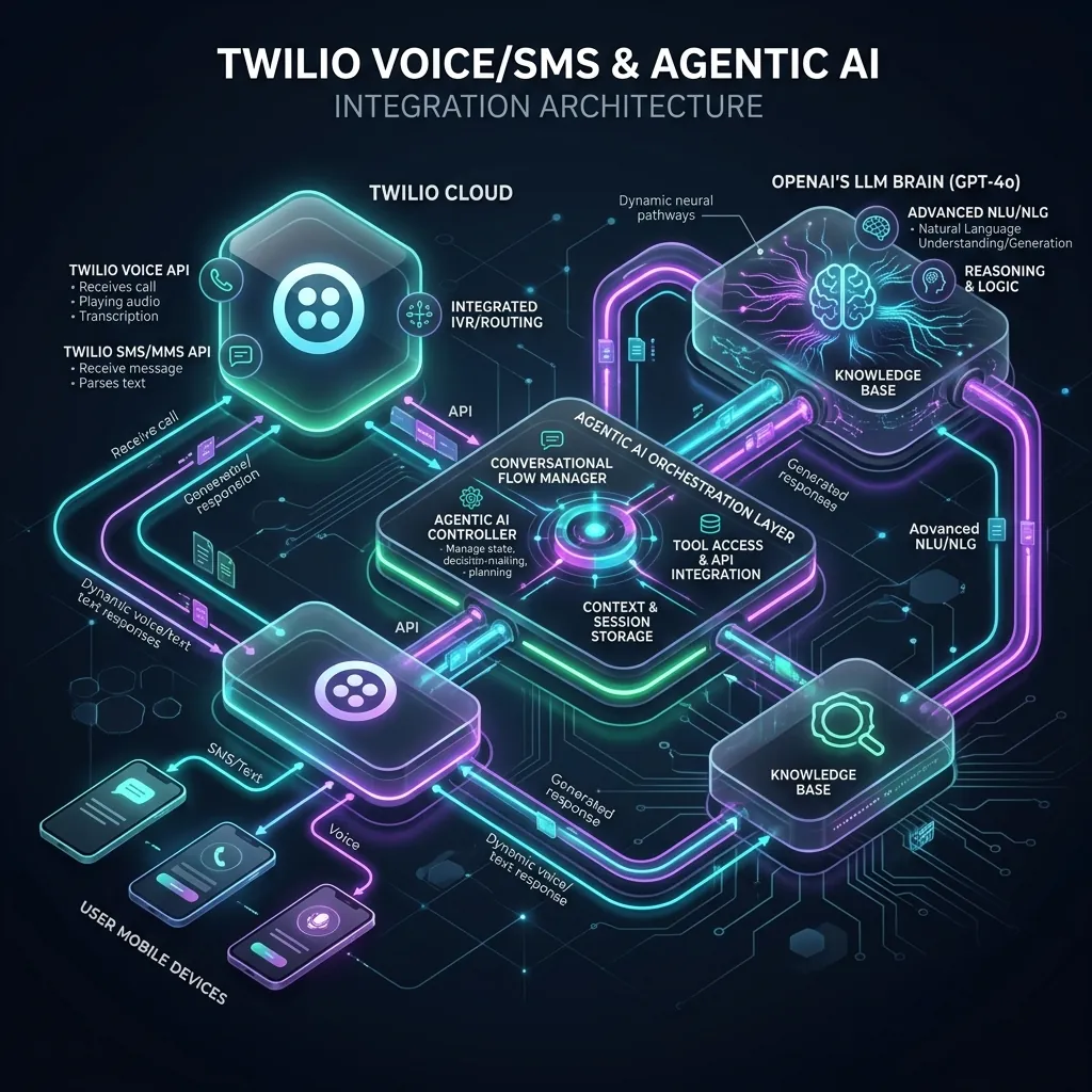 Diagram of an AI voice agent connected to Twilio and OpenAI