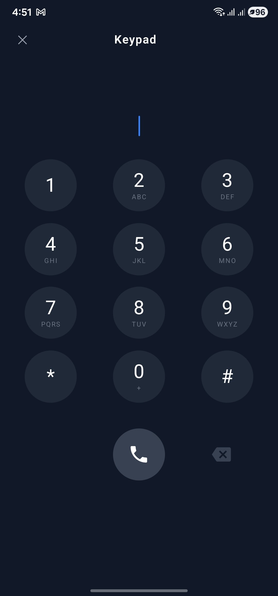 Dial keypad screen